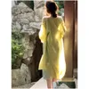 Vestidos casuais básicos Mulheres elegantes espaguete vintage Strap Midi Summer Hirthday Evering Party Robe OL Backless Bandage Roupas Drop De Dhios