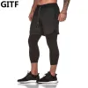 Broek 2019 Nieuwe sportbroeken mannen elastisch ademende tweedelig hardloop trainingsbroeken sportscholen anklelength broek quickdrying heren broek