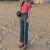 女子ジーンズの女性デザインバギーワイドレッグズボンスプリングレディース服エレガントなハイストリートファッション韓国スタイルカレッジ到着