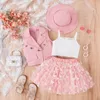 Set di abbigliamento Summer Girls Abbigliamento con maniche per lana manica con garza garza gonna pieghetta per bambini casual per bambini casual