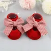 Chaussettes pour enfants chaussettes bébé fille pour nouveau-nés Princesse chaussettes de nœud arc chaussettes rouges coton chaussettes accessoires de bébé pour jeunes enfants Q240413