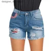 Short féminin Jean Jeans pour femmes shorts en denim pour le bouton d'été Jean Slim Short Torn Pantalon à jambes larges 2023 C240413