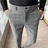 Мужские брюки модная и высококачественная классическая клетчатая костюма Бизнес Slim Fit Social Droug