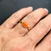 Cluster Rings Elegant Natural Orange Fire Opal Ring 925 Sterling Silver Gemstone Oval 8 6mm For Women Lady Birthday Party Jewelry Gift