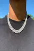 14mm Iced Cuban Link Prong Chain Necklace 14K White Gold Plated 2 Row Diamond Cubic Zirconia Jewelry 16inch24inch Cuban Chain1346704