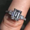 Emerald Cut 4ct Lab Diamond Ring 100 Originele 925 Sterling Silver Engagement Wedding Band Rings For Women Party Jewelry1084391