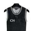 Basic & Casual Dresses designer Early spring new CH casual style vertical stripes contrasting letters fashionable and slimming round neck knitted vest skirt AI2Q