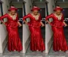 Red Sparkle Sequined Dubay Abaya Evening Dresses 34 Long Sleeve Ruffles Peplum Aso Ebi Mermaid Prom Gowns FloorLength Cocktail D4284143