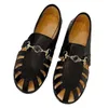 Slides Designer Objekttrimeter braune Sandalen berühmte Designer Flats schwarze Desinateur Sandalen klobige Lederschuhe lässig bequem flach braun