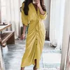 Casual Dresses Dress Women Spring/summer Sexy Floral Printing Irregular Fold Waist Belt Vestidos Drop Sale GHH21508