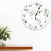 Orologi da parete foglie verdi eucalipto pianta da letto orologio da letto grande cucina moderna da pranzo rotonda soggiorno orologio decorazioni per la casa
