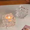 Candele per candele Porta del cubo magico Crystal Crystal Glass Square Tealight Box Barre Ornament Camera da letto Essentil Olio Accessori