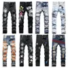 Jeans Amirir Jeans Jeans Man Jeans Mulheres Jeans Europeu Jean Hombre Mens calça Bordado Bordado de Motoria Ripped para Trend Cotton Fashion Jeans Purple Brand Brand