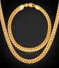 18quot32quot Men Gold Chain 18K Real Gold Plated Wheat Chain Necklace Bracelet Hip Hop Jewelry Set4802721
