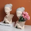Вазы скандинавский стиль домашний декор творческий сладкий девочка модель смола скульптурные ремесла ваза гостиная цветочные аранжировщики подарки на день рождения подарки