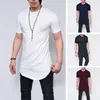 Herren T-Shirts trendige Männer T-Shirt unregelmäßiger Saum Summer Slim Fit Crew Neck Match Hosen