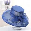 Women Wide Brim Organza Sun Hat Elegant Mesh Breathable Church Caps Foldable Travel Beach Hats Summer Bridal Bucket Caps