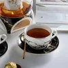 Teaware sätter europeisk marmorblomma tekanna uppsättning värmebeständig glas eftermiddag te cup tefat hushållsljus uppvärmning isolering
