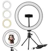 26 cm 10 tum LED Selfie Ring Light Stand för Desktop USB Mobiltelefon Live Broadcast Dimble Mini Stativ och telefon Stand4559444