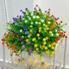 Decorative Flowers Artificial For Decoration UV Resistant Fake Outdoor Plastics Bouquet Shrubs Plants Hanging Home Garden Decor