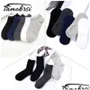 Mens Socks Herr Socks 5 Par Solid Classic Casual Travel Business Work White Black Invisible Short Style Lot Pack Gifts for Men 100 Dheem