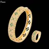 Donia Jewelry Luxury Bangle Fourleaf Flower Exaggerated Titanium Steel Bracelet Microinlaid Colored Zircon European and American1770603