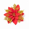 Dekorativa blommor 12 PCS Glitter Pinsettia 5.5 "Artificial Christmas Xmas Tree Ornaments for Wedding Party Wreath Decoration