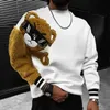 Sweatshirts herenjacks oversized patch teddybeer hoodie voor mannen herfst en winter dikke warme bemanningsleg hoodie mode persoonlijkheid kleur jeugd hoodie 240412