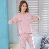 Abbigliamento per la casa Girl Cartunato Stampa set di pigiama per donne 2024 Autunno Cotton Long Sleeve Piajama PIJAMA FEMM FEMMBLE Homewear