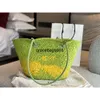 Grass woven Summer beach bag Mirror quality Anagram Basket Colorful shopping Women large capacity handbag Luxury designer