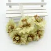 Decorative Flowers 60pcs 4.5cm Gold Silver Artificial Fabric Cherry Blossom Flower Bouquet DIY Wreath Box Wedding Decoration Scrapbooking