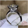 Ringar Solitaire 1.5ct Lab Diamond 24k Gold Ring Original 925 Sterling Sier Engagement Band för kvinnor Bridal smycken Drop Delivery Dhhew