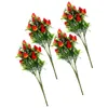 Decorative Flowers 4 Pcs Simulation Strawberry Bouquet Office Decor Artificial Fruit Fake Ornament Strawberries Faux Fruits Pvc Branch