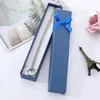 Present Wrap Solid Color Rectangle Cardboard Jewelry Bowknot Box Halsband Armband Förpackningslådor med svamp i fodralet