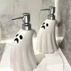 Distributore di sapone liquido bianco bottiglia di emulsione in ceramica accessori per bagno contenitore El trucco per la casa shampoo collezione shampoo