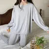 Ropa de dormir para mujeres duoJihui invernal color sólido pijama femenino set clásico de 8 colores O-cuello moda simple casual para mujeres