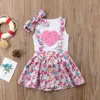 Kleidung Sets Schwester passende Outfits Baby Girl Kleidung Set Herz Formform Tanktops Weste Blumenrock Shorts Stirnband 0-6y Kinder Kinder