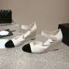 Высококачественное качество 2024 Новая линия Mary Jane Shoes с модными кожаными наклонами для женских каблуков для женских синглов