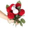 Kwiaty dekoracyjne 6pcs Pierścienie Pudełko Flower Jewelry Ring Pinking na ślub zaręczynowy pojemnik na kolczyku N84C