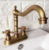 Bathroom Sink Faucets Swivel Spout Basin Faucet Antique Brass Double Handle Hole Deck Mount Kitchen Cold And Water Mixer Taps Dan066