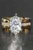 Transgems 2 Carat Lab Grown Moissanite Diamond Solitaire Wedding Ring Moissanite Accents Solid14KイエローゴールドバンドY1904357991