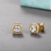 Stud Classic 925 Sterling Sier Earrings 4Mm Square Simated Diamond For Women Men Jewelry Girl Gift Cocktail Drop Delivery Dhx6G