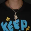 Punk Wolf Tide's nieuwe hiphophanger met volle diamant twee handen kruis hiphop sieraden ketting rap bling edelsteen bierx kettingen