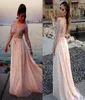 Oscar Elie Saab Sexy Long Rleeve Sukienki balowe czyste koraliki koronkowe aplikacje Szyfon