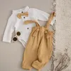 Ensembles de vêtements nés Baby Boy Clothes Set Cotton Bow Shirt Sober Strap pant