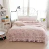 Set di biancheria da letto in stile coreano in pizzo di cotone principessa semplice set da casa set da letto gonna piumino cuscinetto da coperchio quattro pezzi