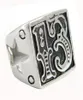 FANSSTEEL stainless steel vintage mens or wemens jewelry SIGNET lucky EVIL 13 cutout star BIKER RING number RING 10W3331364459055