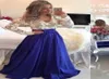 Royal Blue Modest Prom Dresses With Long Sleeves V Neck Pearls Illusion Back Lace Taffeta Elegant Teens Prom Gowns Full Sleeves Ch3227482