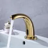 Waschbecken Wasserhähne Goldsensor -Becken Einer Kaltmixer Tap Festmessstapel Taps Taps