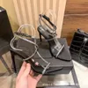 Sandalias de tacón alta de lujo Bombas de boda negra para mujeres sexy famosos zapatos de noche puntiagudos tacones altos tacones de 8 cm zapatillas de verano negros